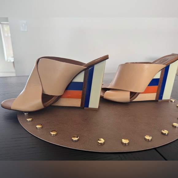 Tory Burch Perspex Color Cube Color Block Leather Wedge Size 8 - Picture 5 of 12